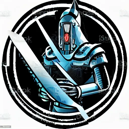 Prompt: cybernetic viking in front of computer, logo, vector art, cartoon illustration