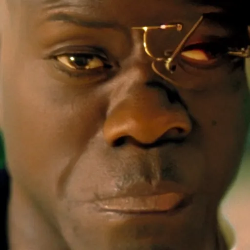 Image similar to cinematic film still of Kevin Hart starring as Morpheus in The Matrix (1999), close up, shallow depth of field