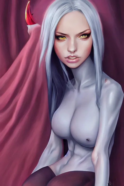 Image similar to Succubus in virgin killer sweatshirt portrait, by artgerm, WLOP