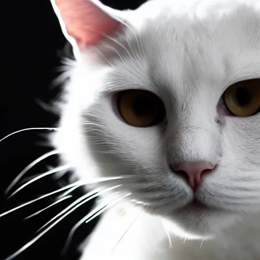 Prompt: a Nobel white cat, trending wallpaper, black background, hyper realistic