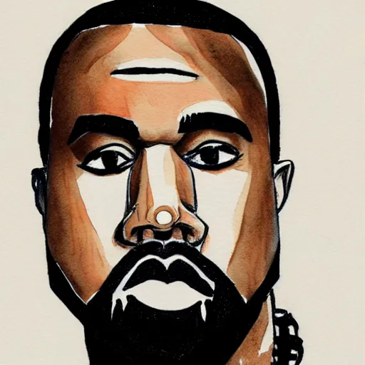 Prompt: a full body drawing of Kanye West in the style of Hideaki Anno, watercolor, animation, concept art