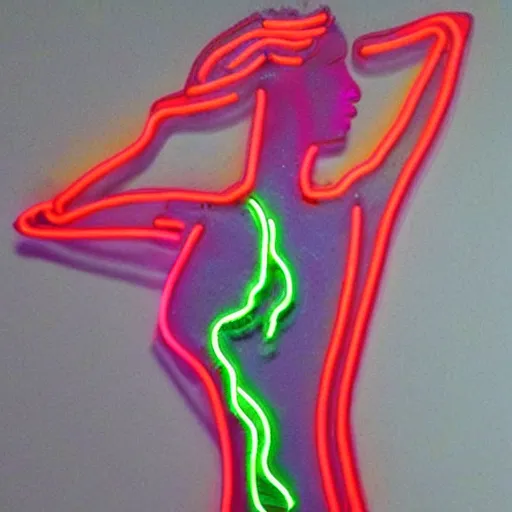 Image similar to a womens body 3 d neon art