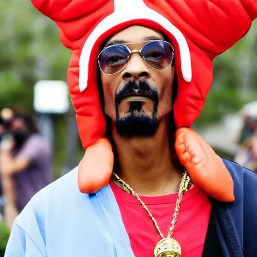 Prompt: photo of snoop dog in a hotdog costume, 8 k