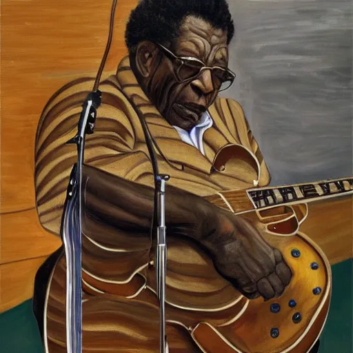 Prompt: high quality high detail painting by lucian freud, hd, portrait of bb king