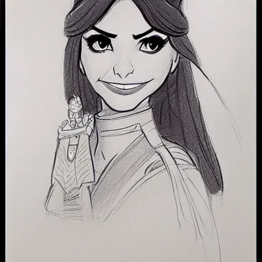 Image similar to milt kahl sketch of victoria justice as princess padme from star wars episode 3