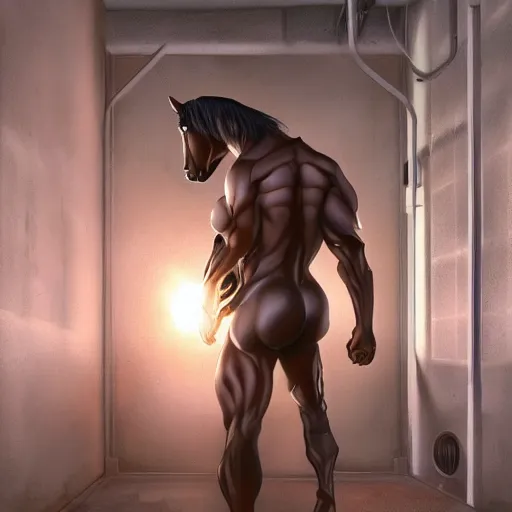 Prompt: splash art of an enormously muscular male anthro horse in a research facility wearing a skintight body armor, long white mane, furaffinity, anthro art, 8 k, unreal engine, by greg rutkowski, makoto shinkai, lois van baarle, ilya kuvshinov, tom bagshaw