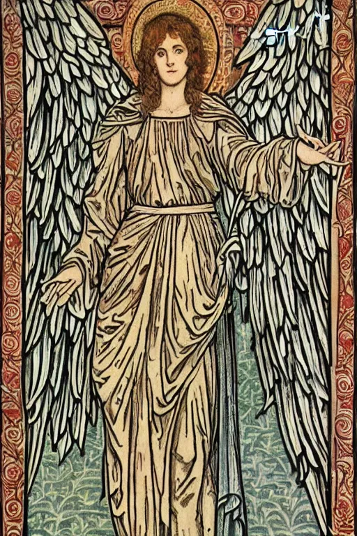 Image similar to Archangel Gabriel in the style of William Morris