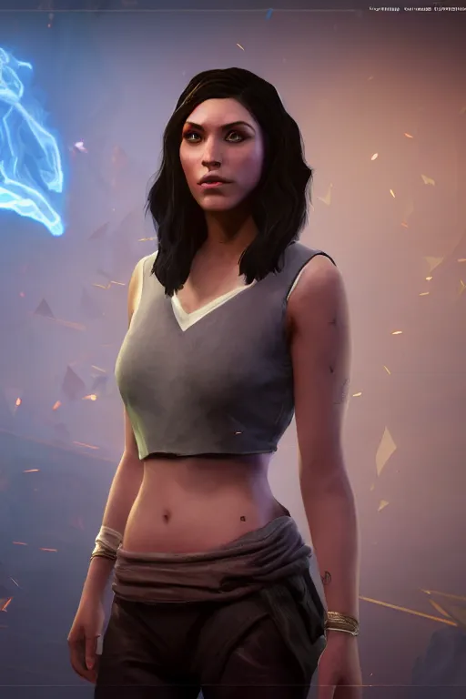 Image similar to Zoe the female character from videogame Dreamfall Chapters, photorealism, full body, white ambient background, unreal engine 5, hyperrealistic, highly detailed, XF IQ4, 150MP, 50mm, F1.4, ISO 200, 1/160s, natural light, Adobe Lightroom, photolab, Affinity Photo, PhotoDirector 365, realistic