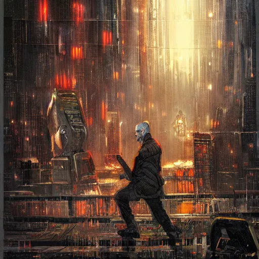 Prompt: neuromancer, painted by bobby chiu