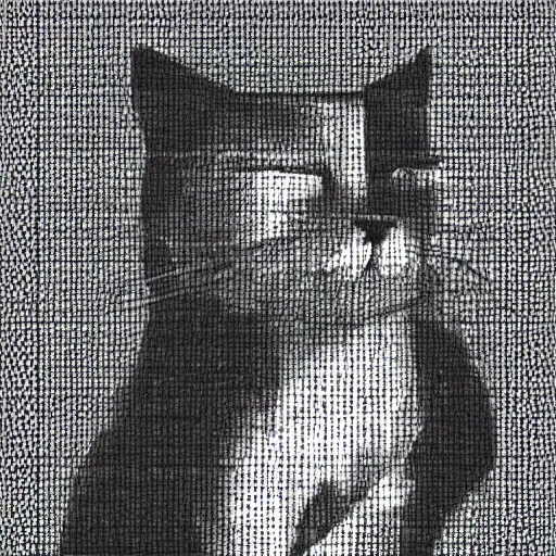 Prompt: detailed portrait of a cute sleeping cat photoshop halftone highlights | chromatic risograph print