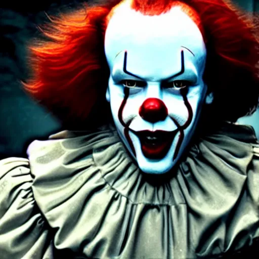 Prompt: Keanu reeves as Pennywise the clown hyper realistic 4K quality