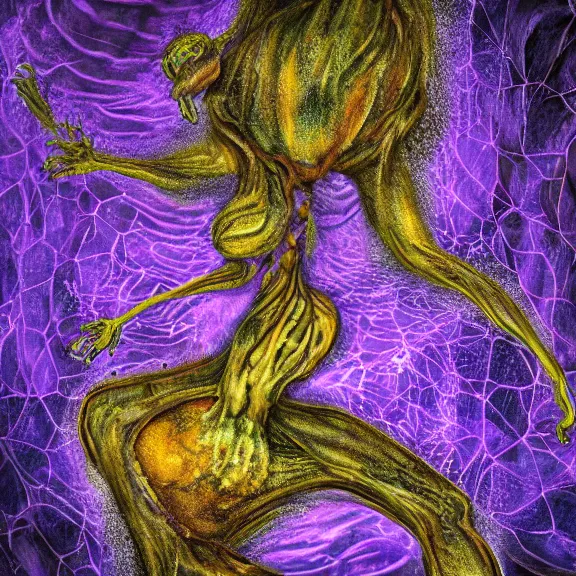 Prompt: detailed shot of inside a cavernous living stomach of a giant goddess, the walls purple and pulsing, lots of acid pooling up on the floor, digesting and dissolving a human that ended up inside, food pov, micro pov, vore, digital art, furry art, high quality, 8k 3D realistic, macro art, micro art, Furaffinity, Deviantart, Eka's Portal, G6