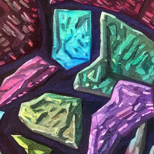 Image similar to Mining crystals in a dark stone cavern 🎨🖌️