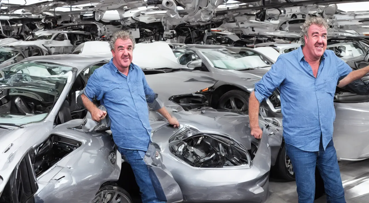 Prompt: a photo of jeremy clarkson buying his dream car, high detail, high definition, 8k, photorealistic,