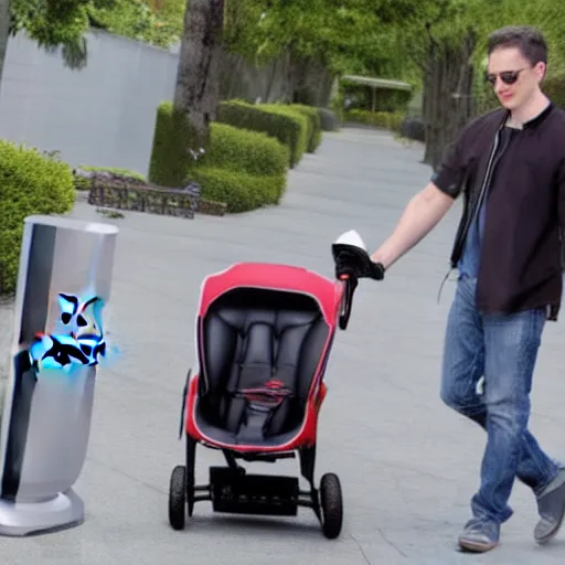 Image similar to tesla baby stroller