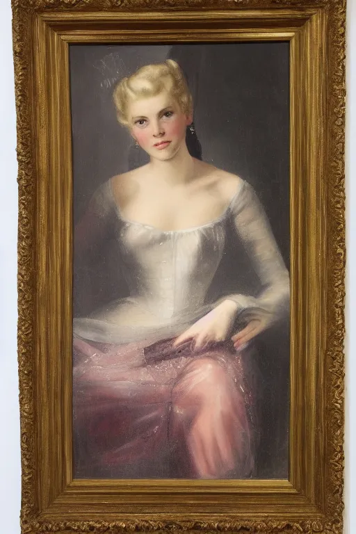 Image similar to a portrait of elsa jean in an 1 8 5 5 painting by elisabeth jerichau - baumann. painting, oil on canvas