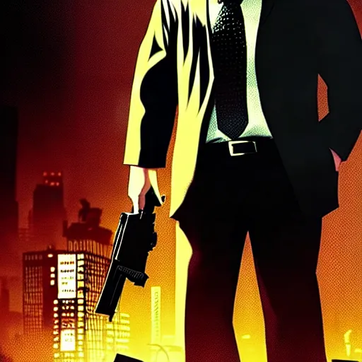 Image similar to max payne 4 set in neo - noir zootopia