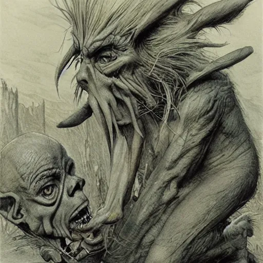 Prompt: goblins, alan lee