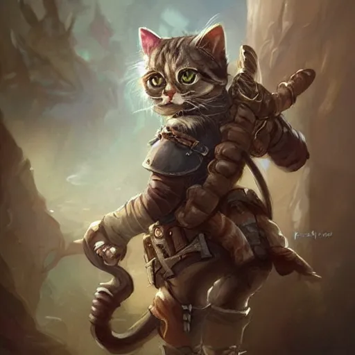 Image similar to cute little cat cowboy, tiny, small, miniature animal, baby animal, short, pale black armor, cute and adorable, pretty, beautiful, dnd character art portrait, matte fantasy painting, deviantart artstation, by jason felix by steve argyle by tyler jacobson by peter mohrbacher, cinematic lighting