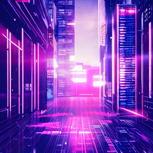 Prompt: abstract, cyberpunk aesthetic, text saying moving to light mode