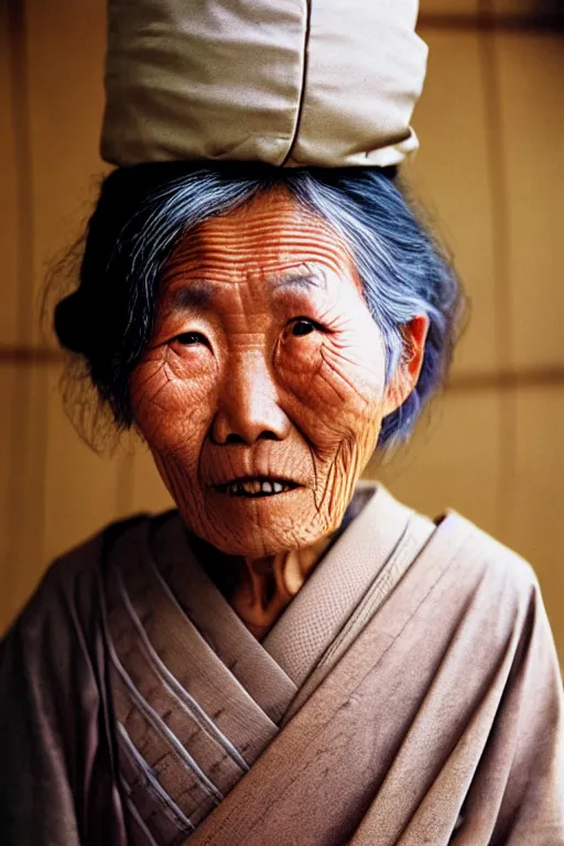 Image similar to photograph of an old japanese woman, photograph by steve mccurry