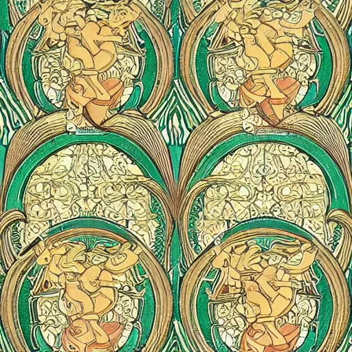 Image similar to a perfectly repeating Art Nouveau pattern, highly detailed by Walter Crane