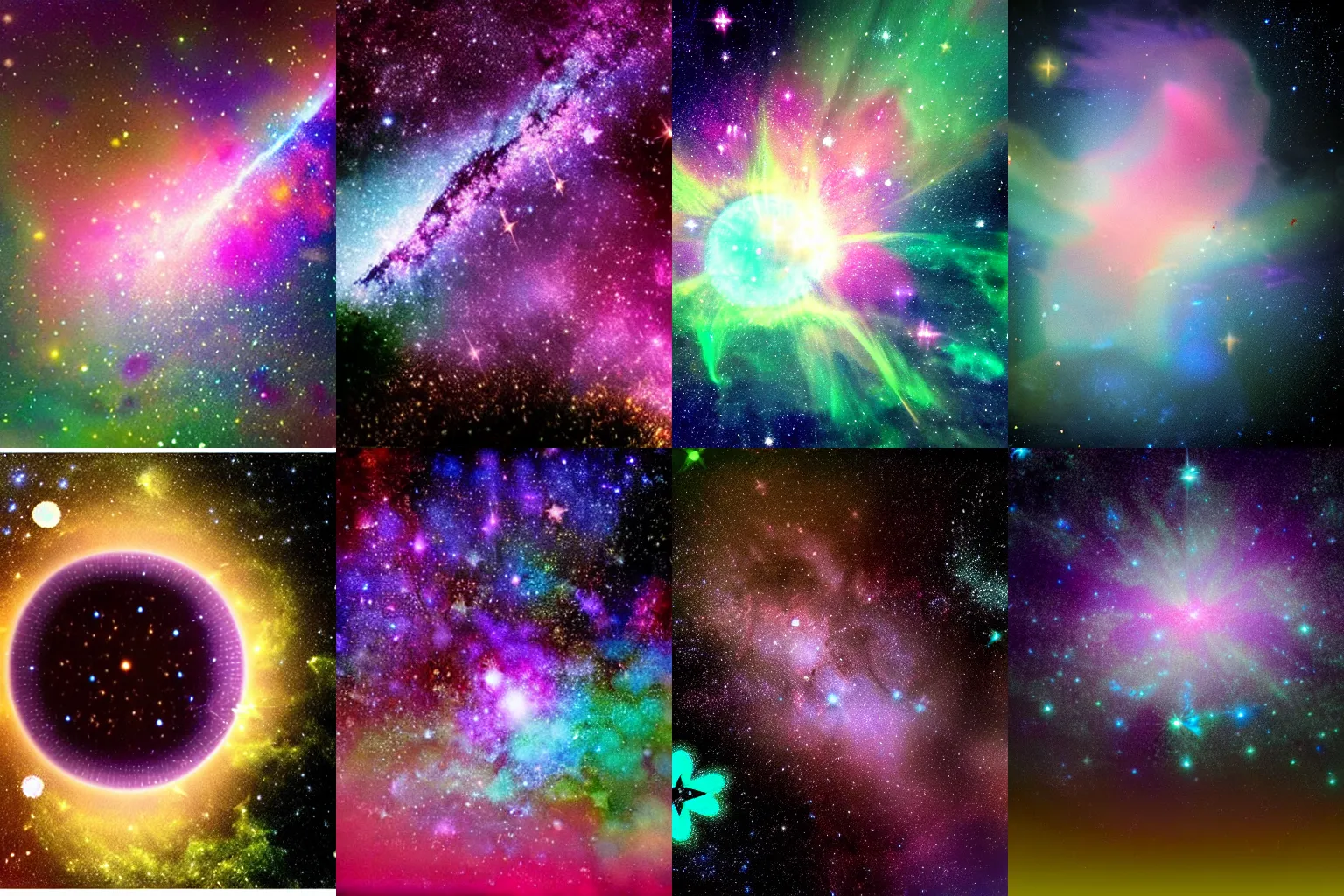 Prompt: stars, aura, milkyway, huble, realistic photo, nebula as clover, astrology, beautiful, genetic, night, hyper realistic
