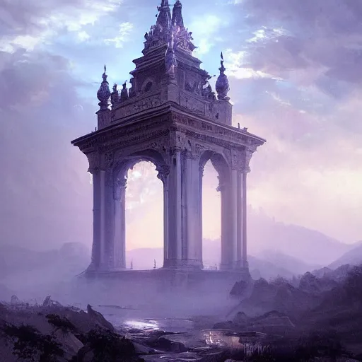 Image similar to beautiful painting of the gates of heaven, volumetric lighting, 8 k octane beautifully detailed render, post - processing, extremely hyper - detailed, intricate, epic composition, cinematic lighting, masterpiece, trending on artstation, detailed detailed detailed, masterpiece, stunning art by anders zorn, wonderful masterpiece by greg rutkowski, beautiful cinematic light,