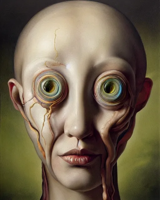 Prompt: strange, looming head, biomorphic painting of a woman with large eyes, pastel colours by, rachel ruysch, charlie immer and jenny saville, fluid acrylic, airbrush art, timeless disturbing masterpiece