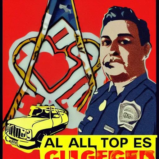 Image similar to all cops are burgers propaganda art,