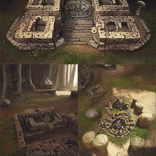 Image similar to mysterious labyrinth, hide and seek props game, artstation