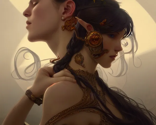 Image similar to photography of fa © lix labisse, deep focus, d & d, fantasy, intricate, elegant, highly detailed, digital painting, artstation, concept art, matte, sharp focus, illustration, hearthstone, art by artgerm and greg rutkowski and alphonse mucha