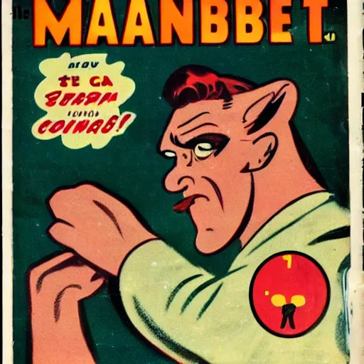 Prompt: 1 9 5 0's comic magazine cover of manbearpig