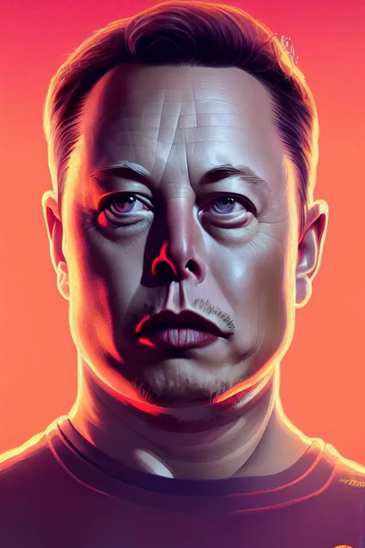 Image similar to elon musk as the simpsons character, portrait, symmetrical, highly detailed, digital painting, artstation, concept art, smooth, sharp focus, illustration, cinematic lighting, art by artgerm and greg rutkowski and alphonse mucha