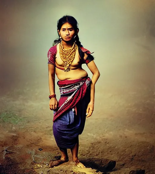 Image similar to portrait_photo_of_a_stunningly beautiful_nepalese_maiden, 19th century, hyper detailed by Annie Leibovitz, Steve McCurry, David Lazar, Jimmy Nelsson, professional photography