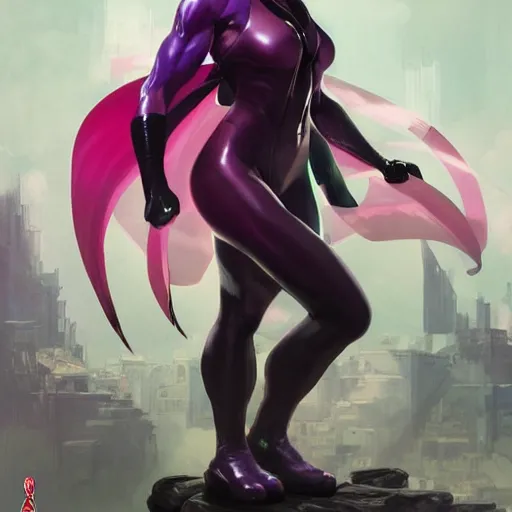 Image similar to psylocke as a street fighter character, cg animation, capcom, realistic, character select portrait, by artgerm, greg rutkowski, alphonse mucha, 3 d