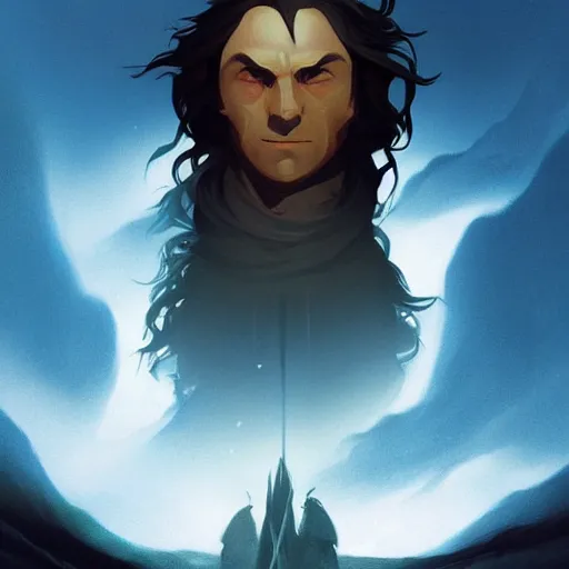 Image similar to face icon stylized minimalist the lord of the rings : the fellowship of the ring 2 0 0 1, loftis, cory behance hd by jesper ejsing, by rhads, makoto shinkai and lois van baarle, ilya kuvshinov, rossdraws global illumination