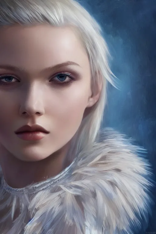 Prompt: beautiful russian teenager with short platinum blonde hair, oil painting, HD, D&D 4k, 8k, incredibly detailed, intricate, masterpiece, character design, concept art