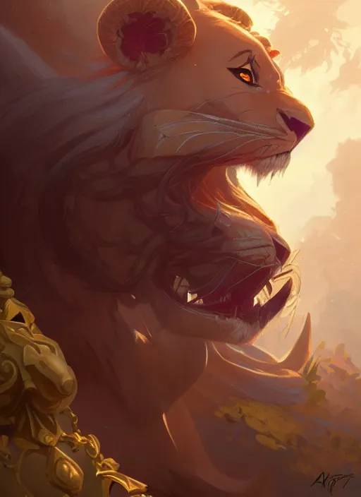 Prompt: simba, d & d, fantasy, intricate, elegant, highly detailed, digital painting, artstation, concept art, matte, sharp focus, illustration, hearthstone, art by artgerm and greg rutkowski and alphonse mucha