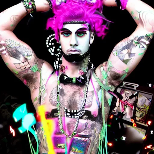 Prompt: Decora cybergoth vaporwave maximalist Zyzz