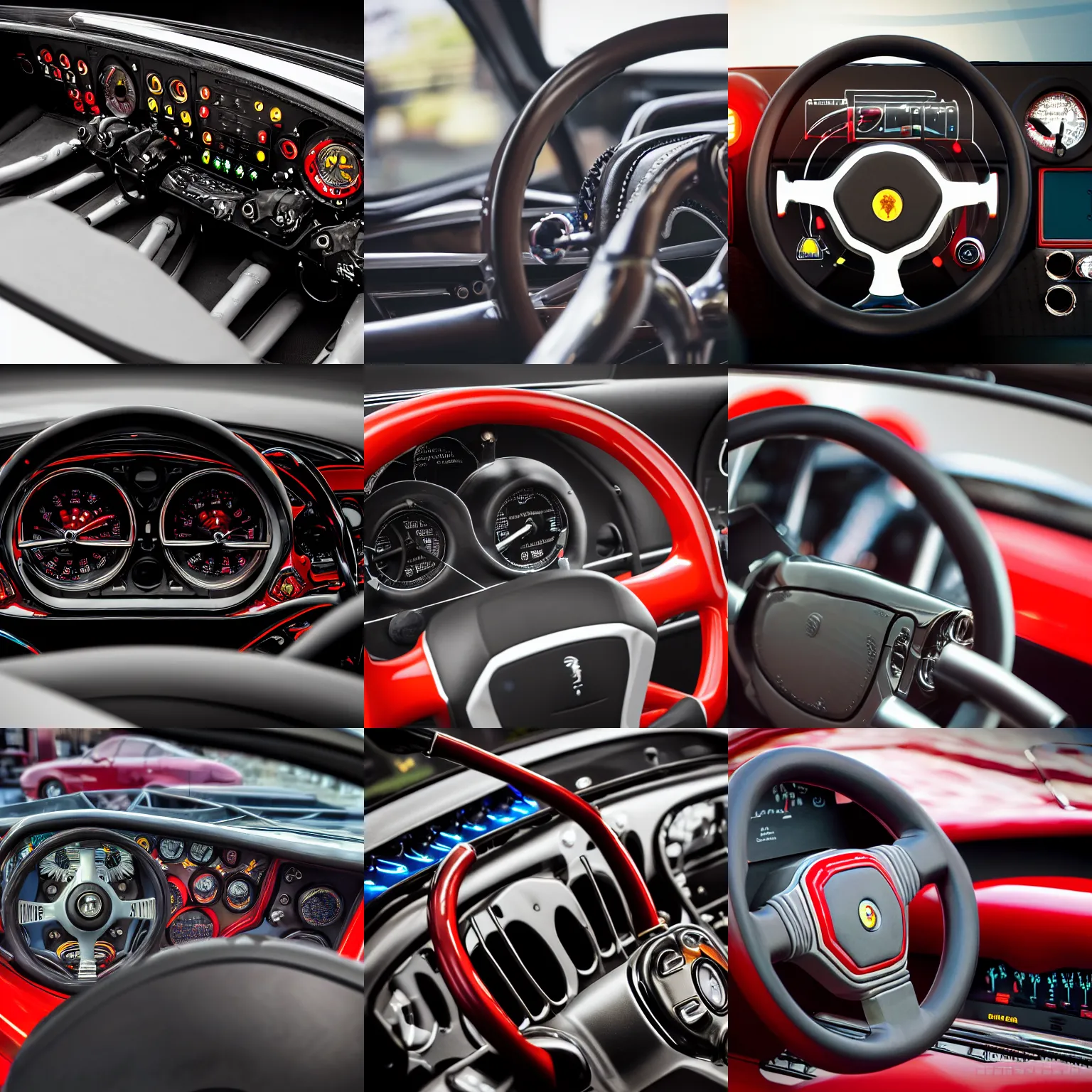 Prompt: a closeup photorealistic photograph of server rack dashboard in an enzo ferarri. view of steering wheel. bright scene. fine detail. this 4 k hd image is trending on artstation, featured on behance, well - rendered, extra crisp, features intricate detail, epic composition and the style of unreal engine.