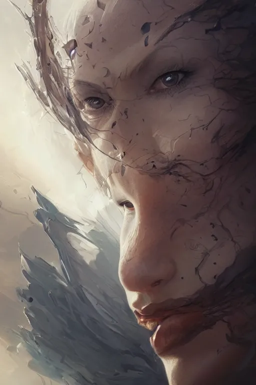 Image similar to triple faces blending into each other surrealism, d & d, fantasy, portrait, highly detailed, headshot, digital painting, trending on artstation, concept art, sharp focus, illustration, art by artgerm and greg rutkowski and charlie bowater