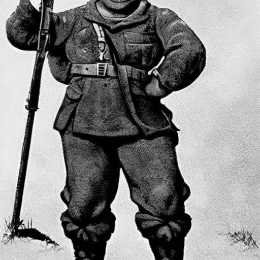 Prompt: shrek as german soldier ww 2