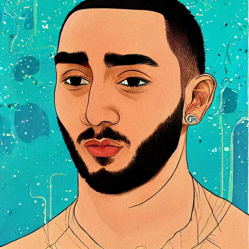 Image similar to painting of dimitri payet very detailled, by artgem, botticelli and victo ngai