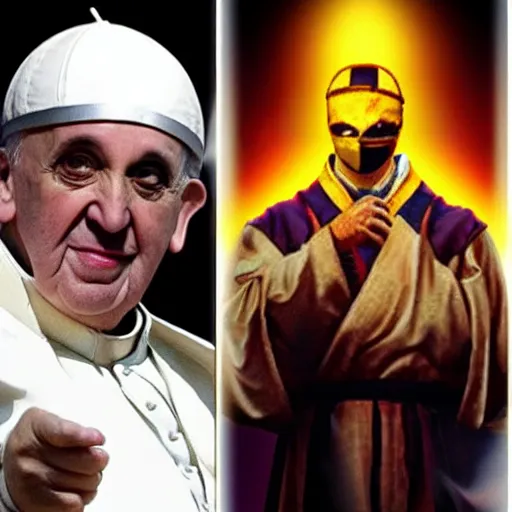 Image similar to the pope as a mortal kombat character