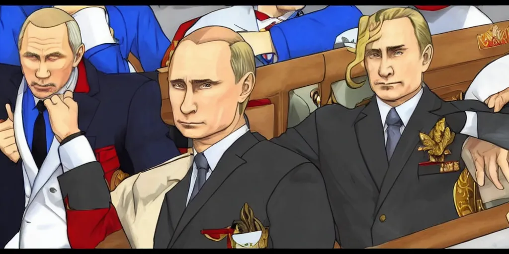 Image similar to vladimir putin in ace attorney