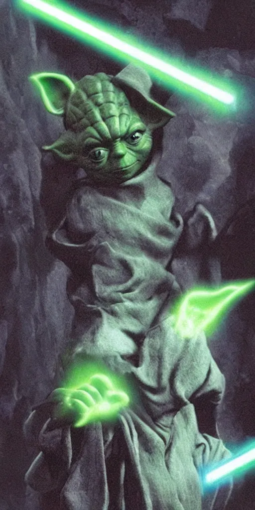 Prompt: yoda, as a sith lord, using the dark force, realistic, ultra realistic