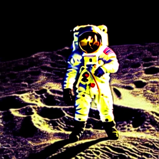 Image similar to a black and white photo of the man on the moon