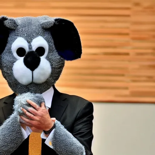 Prompt: scott morrison wearing a fursuit