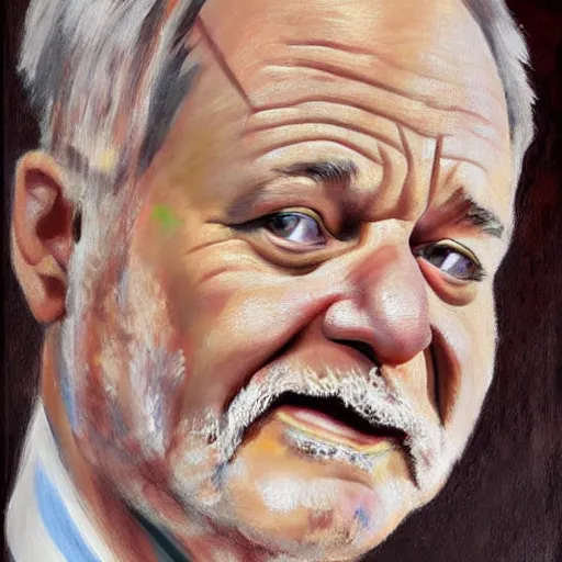 Prompt: close up portrait of bill murray painted by igor sid